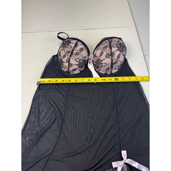 Per lei Black & Pink Lace Babydoll Lingerie Nightie XL Extra Large - Picture 5 of 9